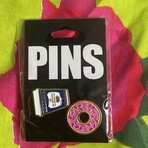 Coffee and Donut NYC 2-Pin Set NEW New York City Pins Backpack Jacket Cute Silly